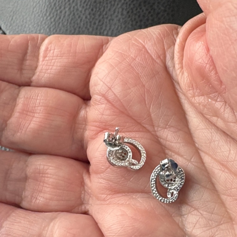 Elegant 925 Silver Swirl CZ Earrings - Picture 6 of 6